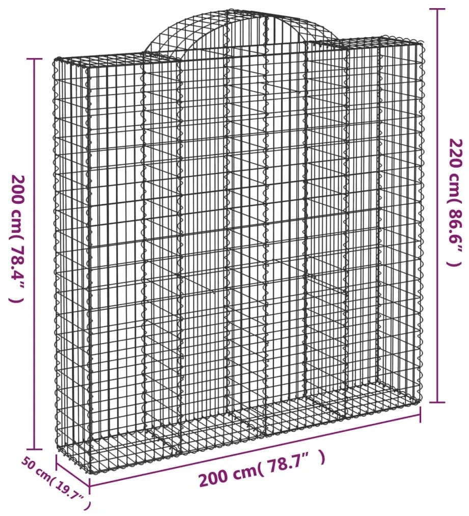 Cestos gabião arqueados 10 pcs 200x50x200/220 ferro galvanizado