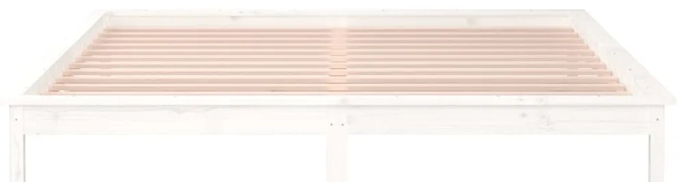 Estrutura de cama c/ LEDs 160x200 cm madeira maciça branco