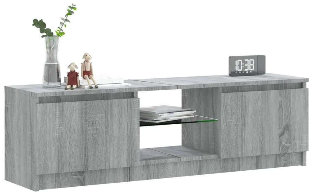 Móvel de TV com luzes LED 120x30x35,5 cm cinzento sonoma
