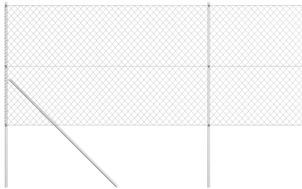 Cerca de arame com postes 15x1,5 m aço galvanizado prateado