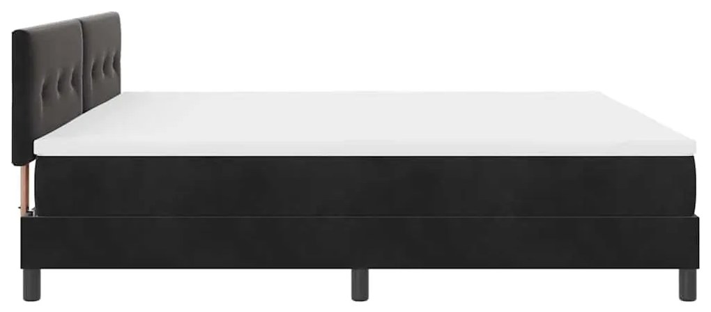 Cama Box com Colchão &amp; LED Preto 200x200 cm Veludo