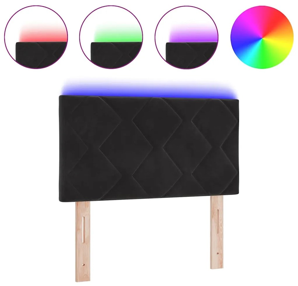 Cabeceira LED com Design de Blocos de Diamante, Preta, 80 cm