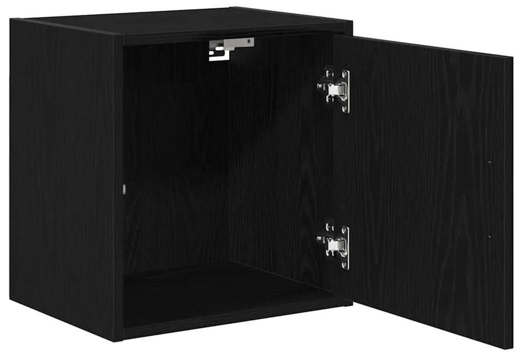 Armário de parede da garagem preto madeira engenheirada