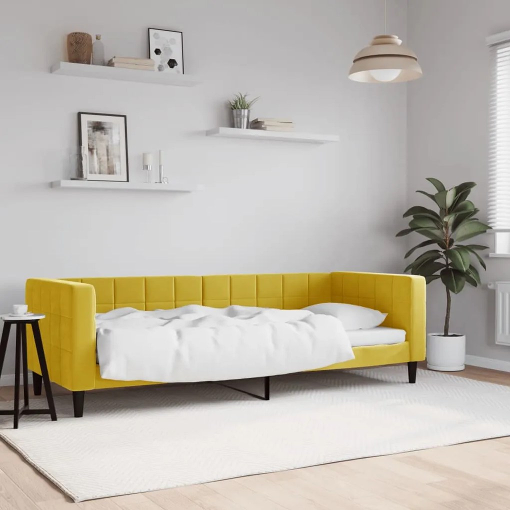 354006 vidaXL Sofá-cama 80x200 cm veludo amarelo