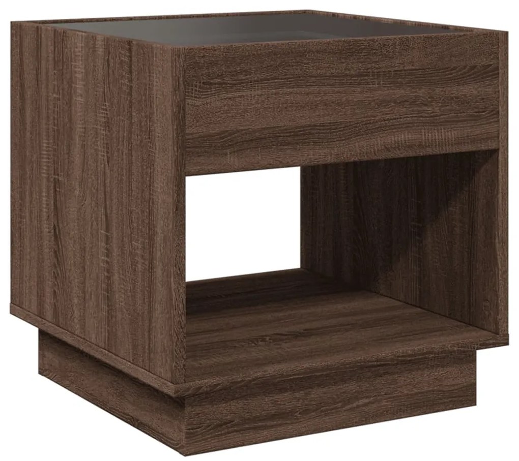 Mesa de cabeceira c/ LED Infinity 50x50x50 cm carvalho castanho
