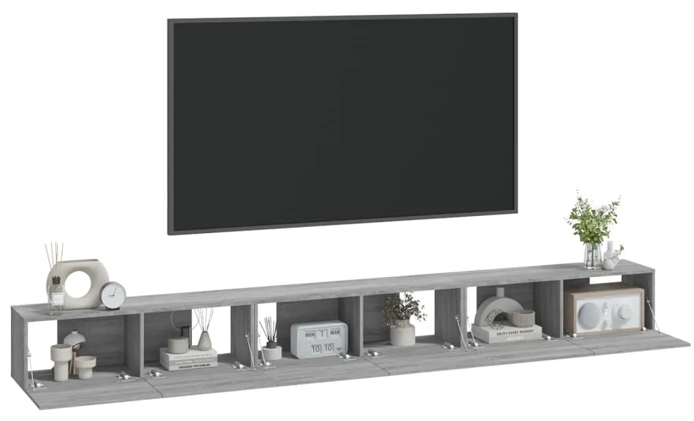Conjunto móveis de TV 3 pcs madeira processada sonoma cinza