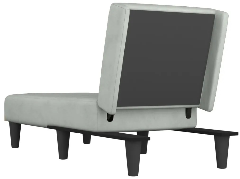 Chaise longue veludo cinzento-claro