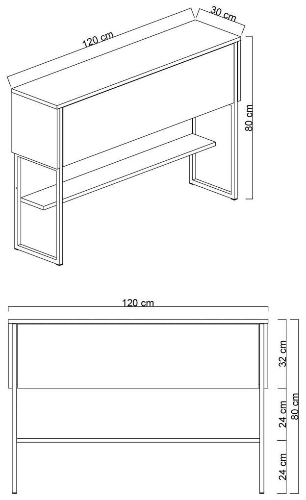 Consola de Entrada "Madrid" – Dourado e Branco - 120x30x80 cm – Design