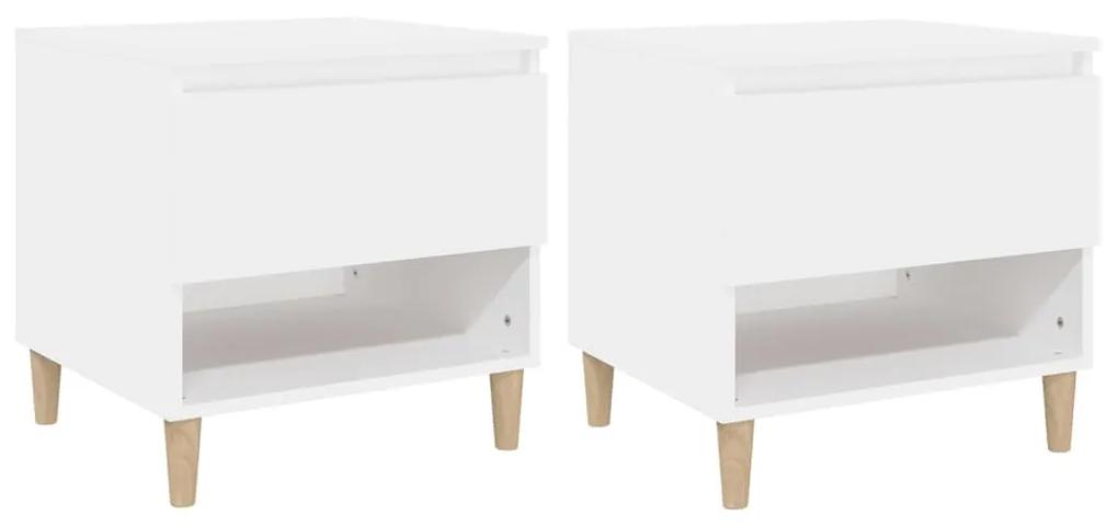 Mesas de cabeceira 2 pcs 50x46x50cm derivados de madeira branco