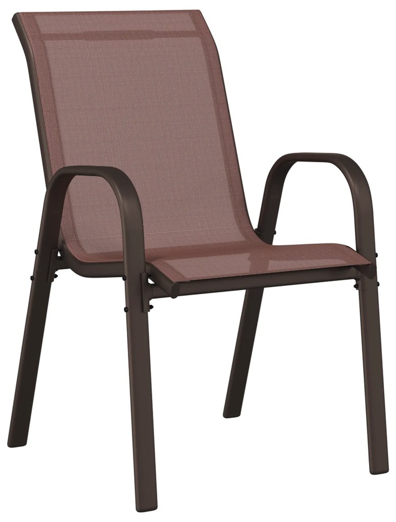 Conjunto de Bistro de Jardim de 3 Peças Marrom Textilene e Aço