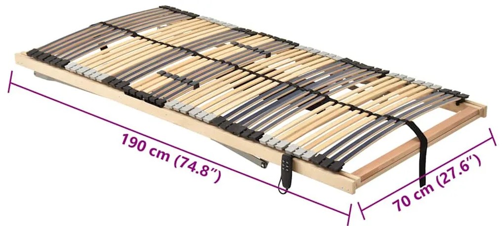Base de Cama Elétrica com 39 Ripas e 7 Zonas, 70 x 190 cm