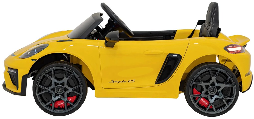 Carro elétrico para Crianças 12V Porsche Spyder RS 718, Rodas Espuma EVA, assento couro ecológico Carga até 30 kg Amarelo