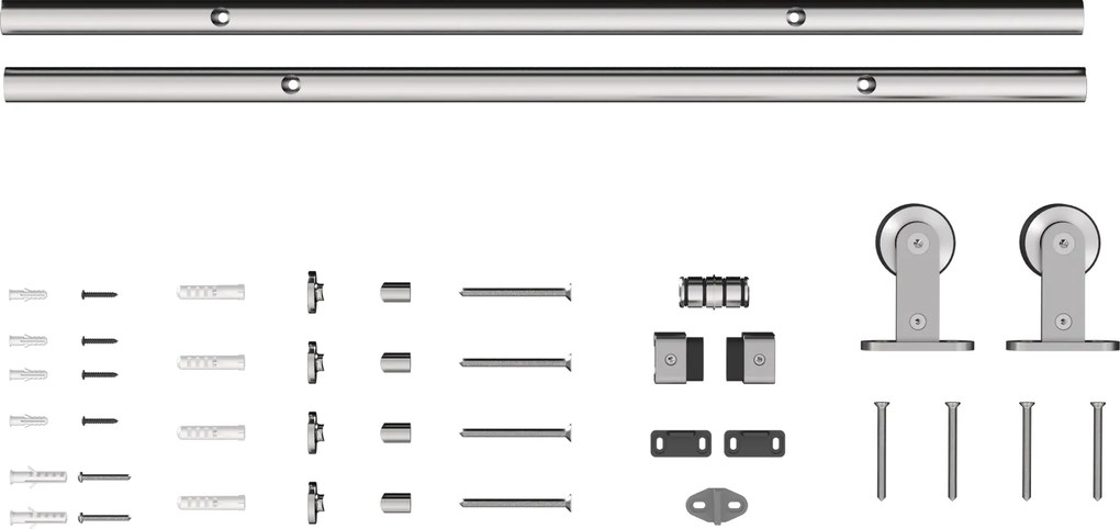 HOMCOM 152 cm Ferragens para Porta de Celeiro Trilho para Porta de 76 cm de Largura Espessura 30 mm Prata | Aosom Portugal