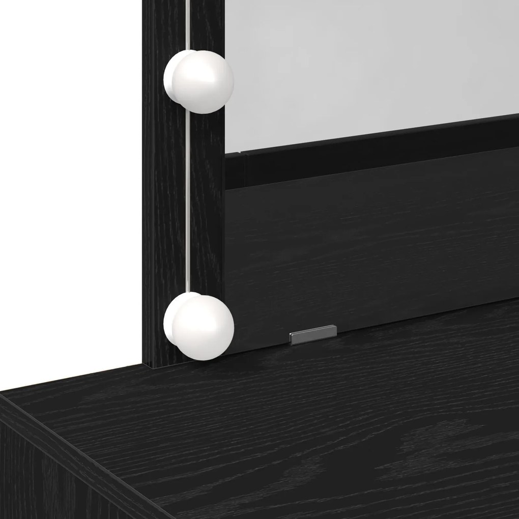 Toucador com LED Carvalho Preto 100x40x120 cm
