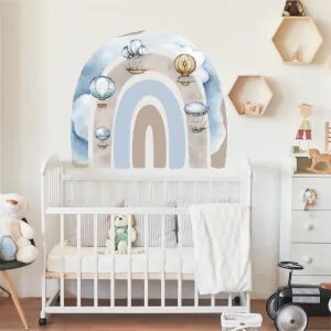 Autocolante de parede arco-íris em azul com balões para menino