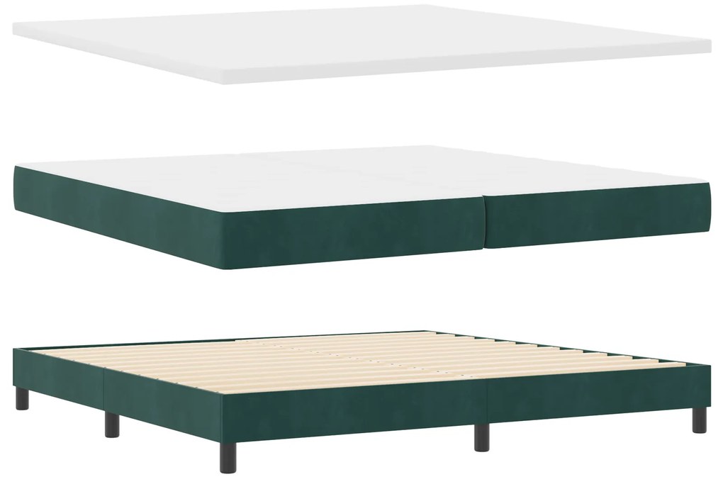 Cama Box com Colchão vidaXL Verde Escuro 200x200 cm Veludo