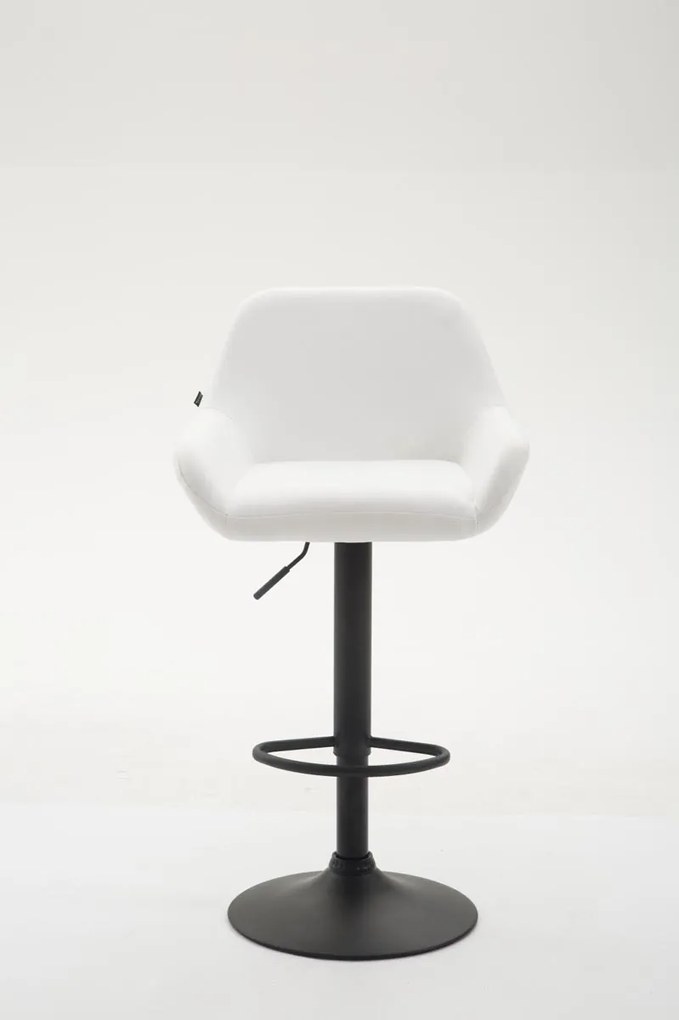 Banco de bar Braga em couro sintético e com estrutura preta 51 x 89-109 x 52 cm Branco