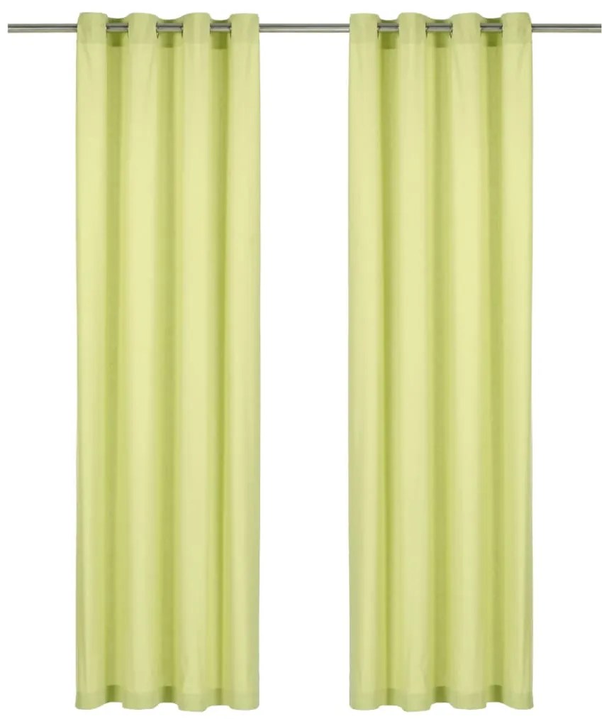 vidaXL Cortinas com argolas de metal 2 pcs algodão 140x225 cm verde