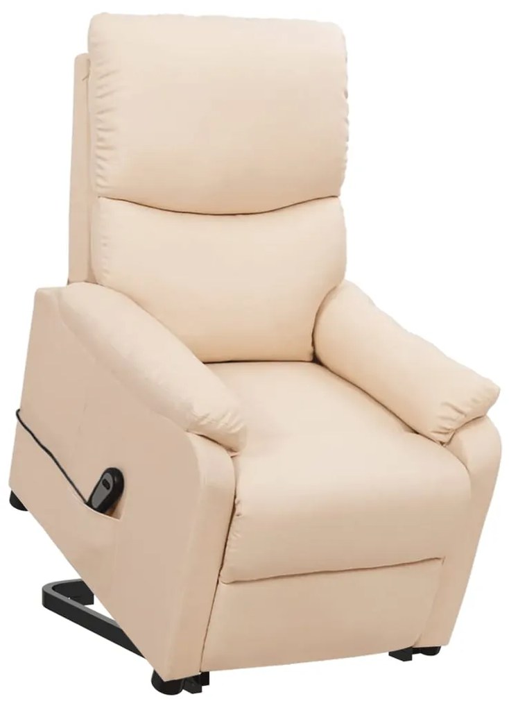 vidaXL Poltrona elevatória tecido cor creme