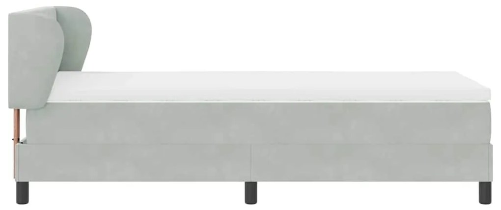 Cama Box Spring com Colchão Cinza Claro 90x190 cm Veludo