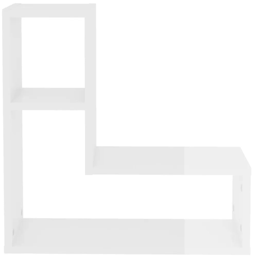 Estantes de parede 2 pcs derivados de madeira branco brilhante