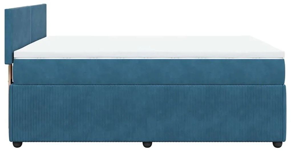 Cama com molas/colchão 140x200 cm veludo azul