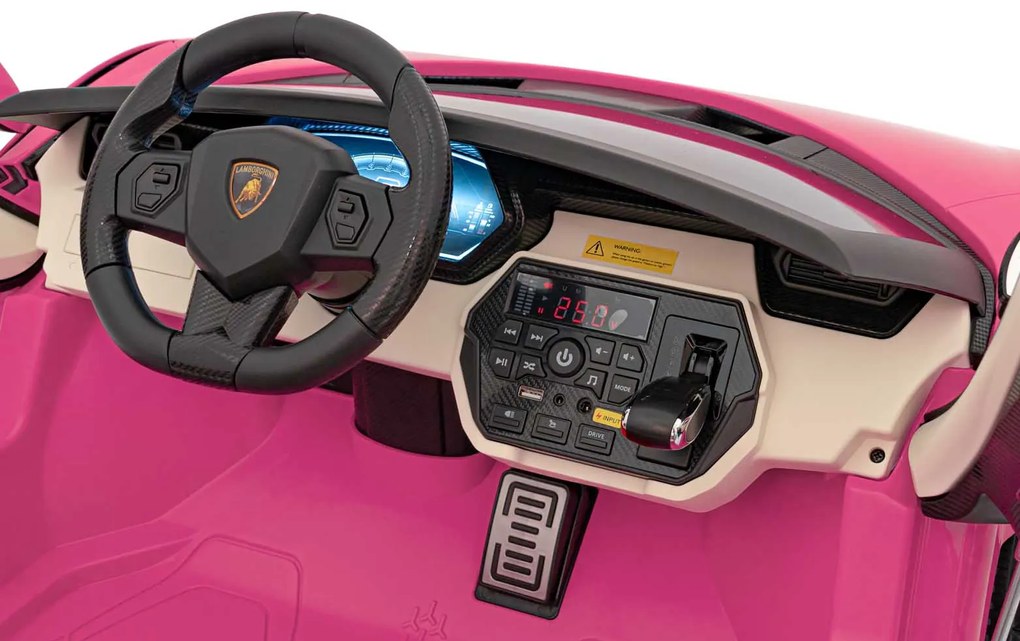 Carro elétrico para Crianças 2 Lugares Lamborghini SIAN 24V 4x4 Rodas Espuma EVA, Assento couro ecológico Rosa