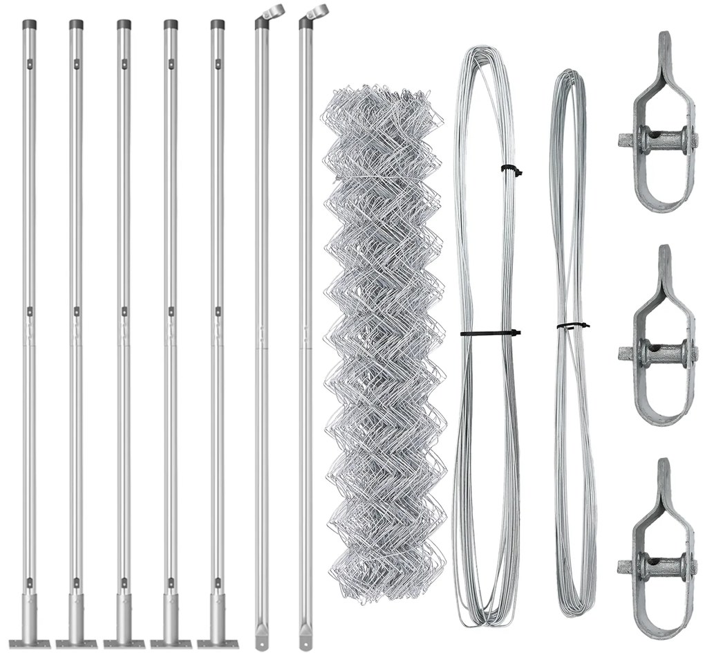 Cerca de Cadeia com 7 Postes Flangeados 1x10 m Aço Galvanizado