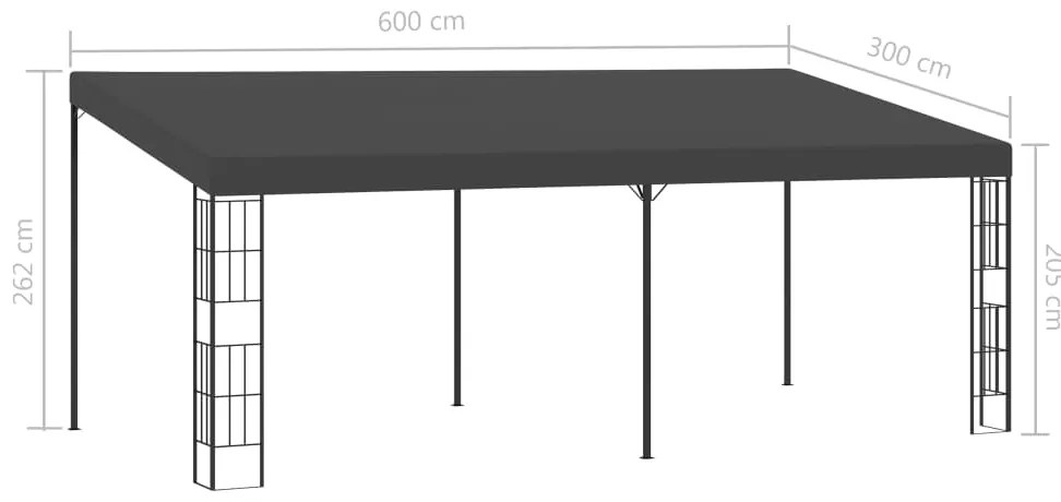 Gazebo de montagem na parede 3x6 m tecido antracite