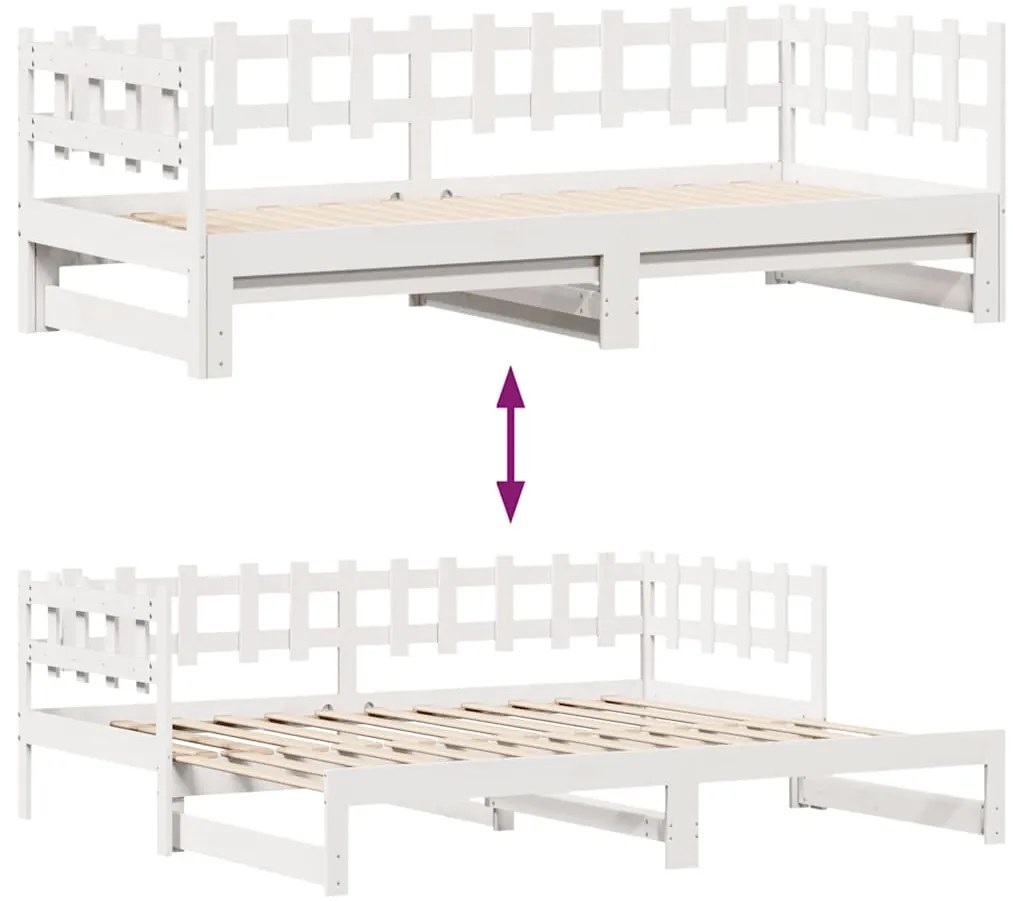 Sofá-cama com gavetão e gavetas sem colchão 90x190 cm branco