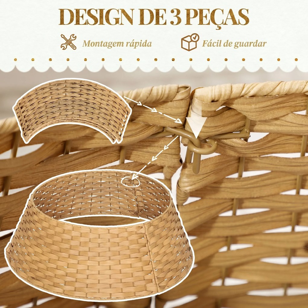 Saia para Árvore de Natal Rústica com Design Entrançado e Cobre-pé Ø68x22 cm Natural
