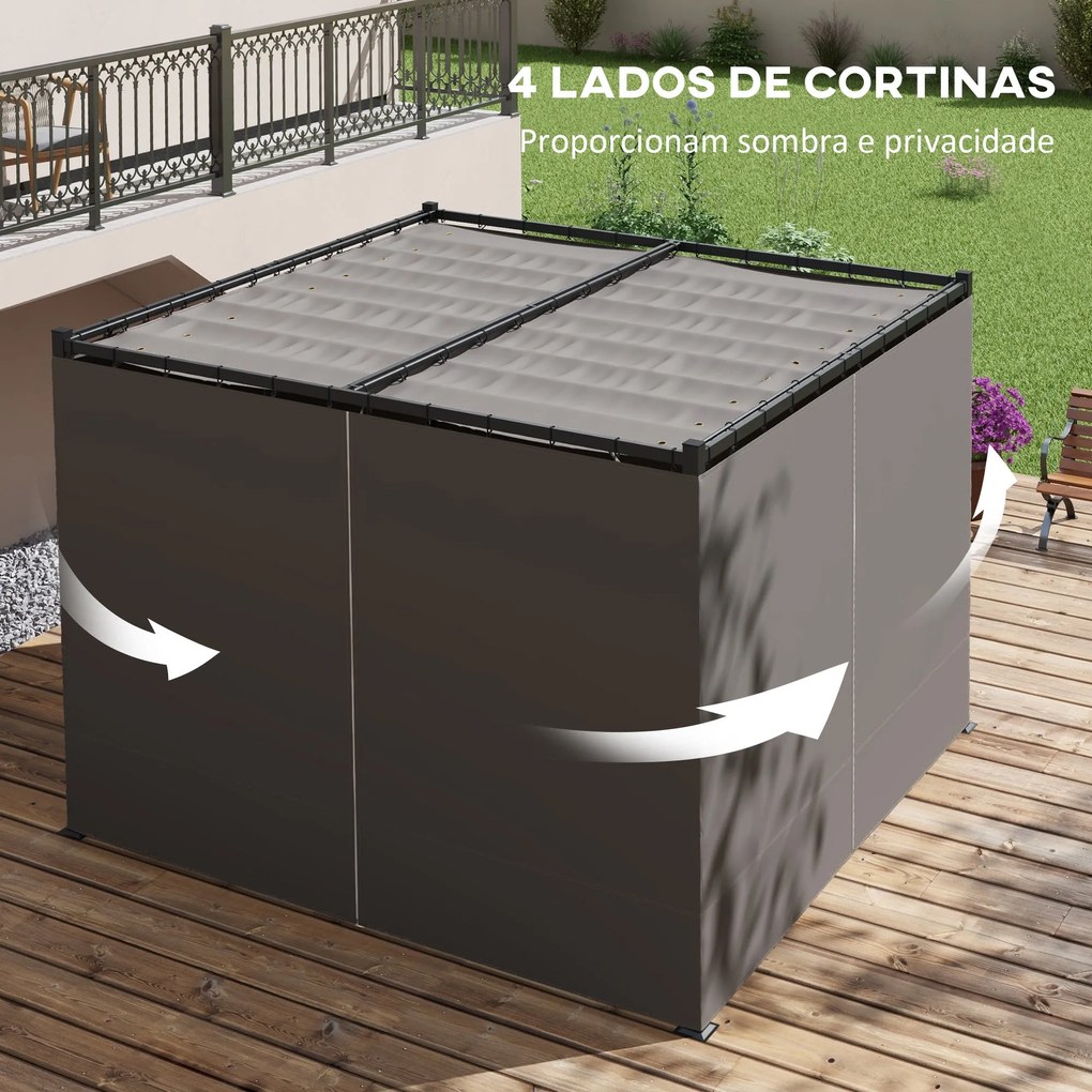 Pérgola de Jardim 3x3 m Pérgola para Exterior com Teto e Paredes Later