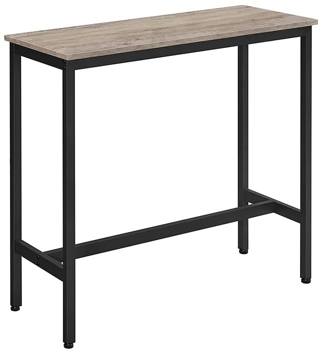 Mesa de bar VASAGLE, mesa de bar retangular estreita, mesa de cozinha, mesa alta de jantar de pub, estrutura de aço, 100 x 40 x 90 cm, fácil montagem, industrial, cinza e preto LBT010B02