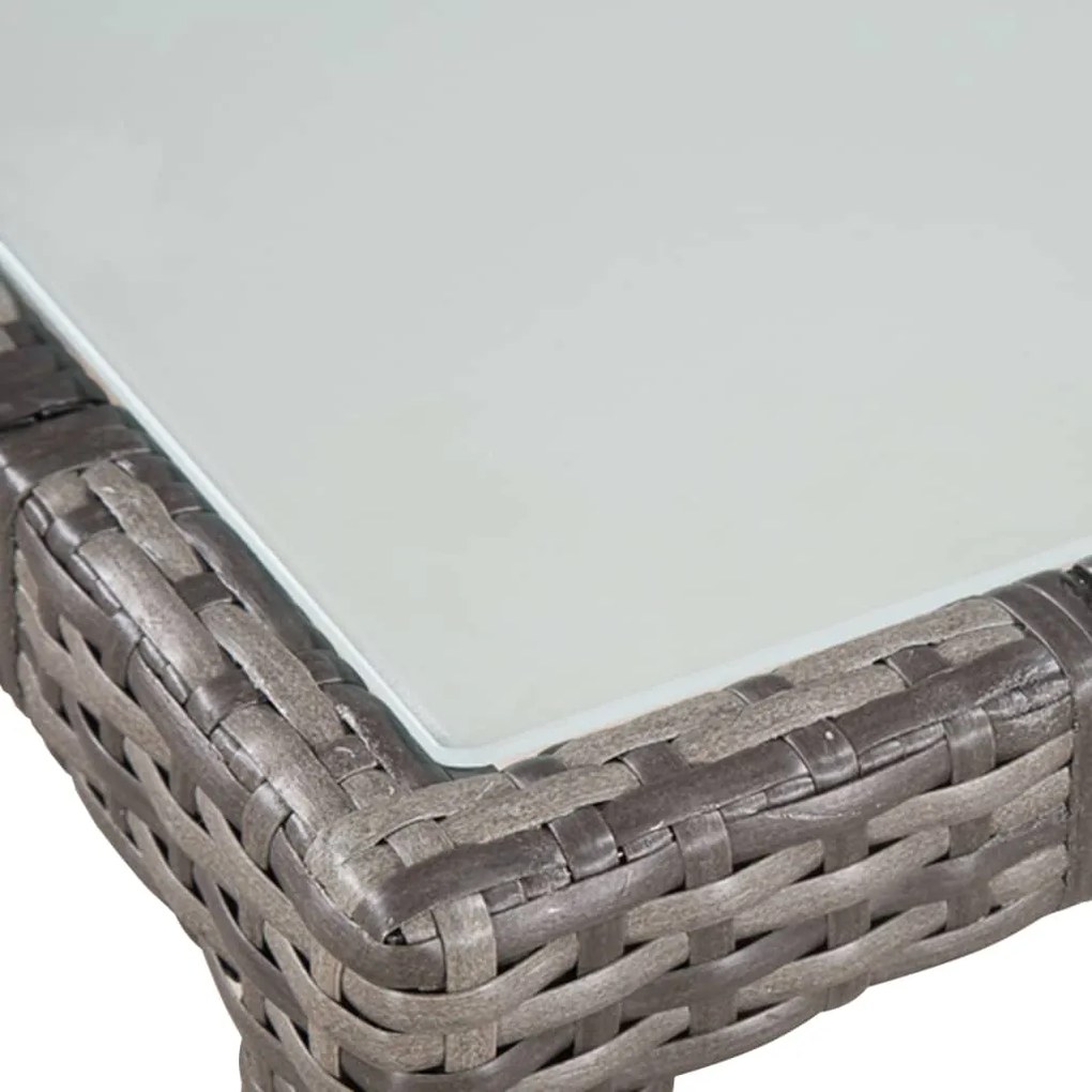 9 pcs conjunto jantar exterior c/ almofadões vime PE cinzento