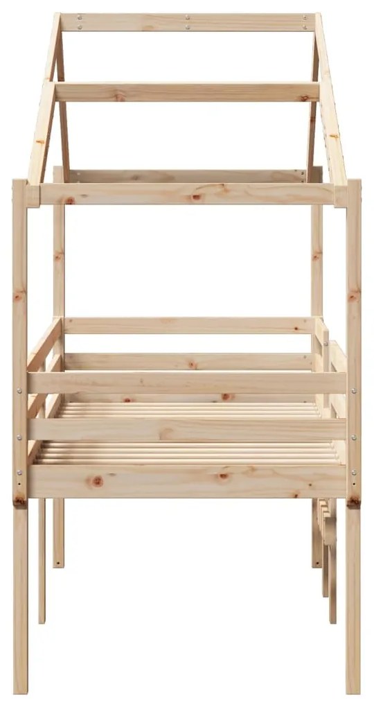 Cama alta com telhado 90x200 cm pinho maciço