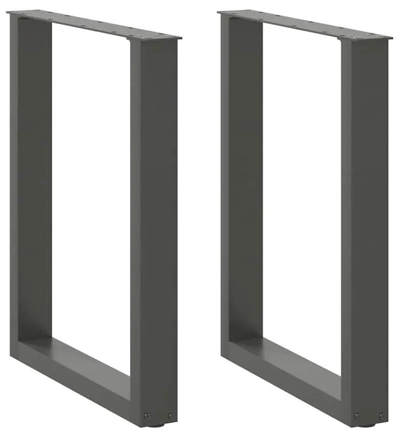 Pés para mesa de jantar em formato de U, 2 peças, antracite, 70x(72-73
