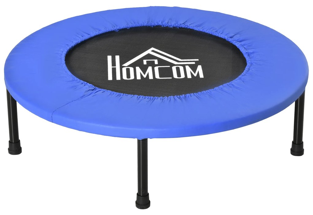 HOCOM Trampolim Fitness Ø81cm Trampolim de Aço com Borda Protetora e 28 Molas para Exercícios em Interior E Exterior Carga 100kg 81x81x22,5cm Preto e