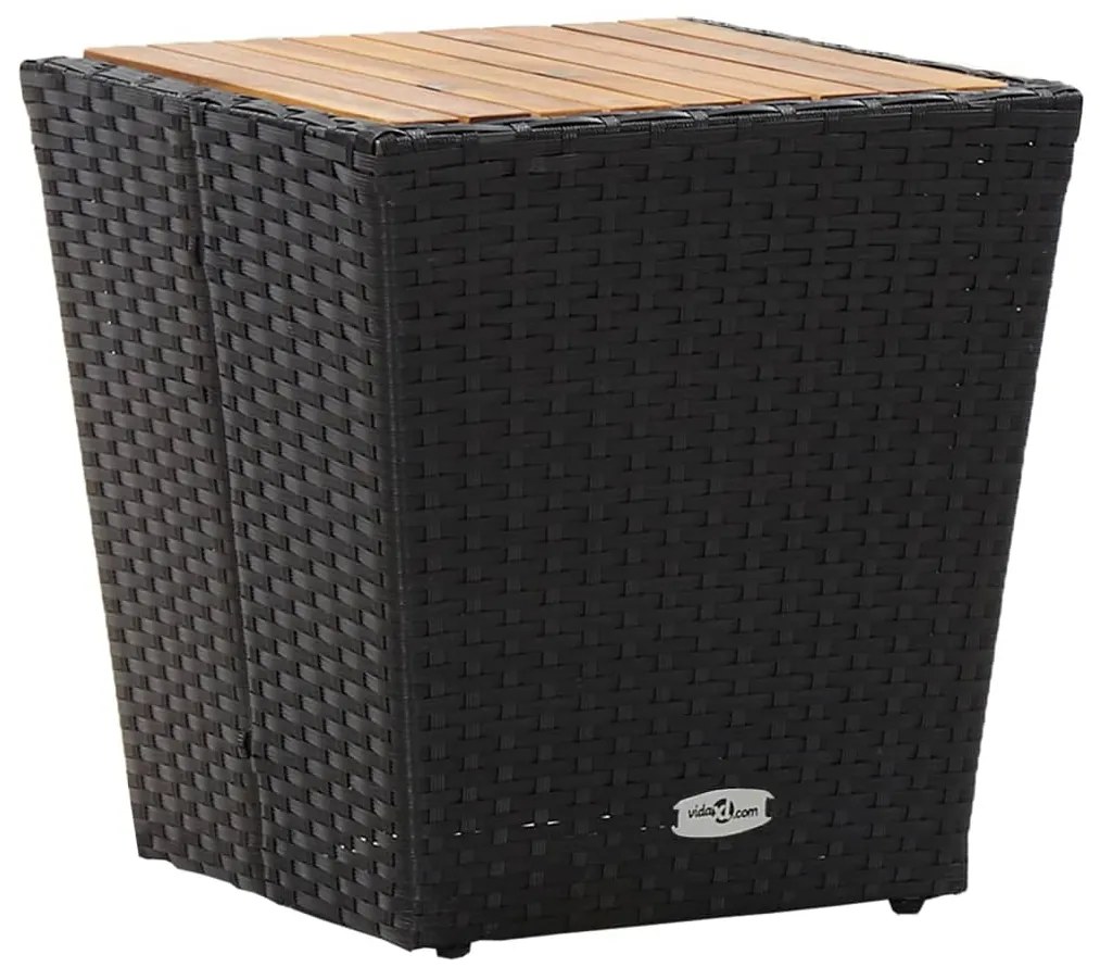 5 pcs conjunto de bistrô p/ jardim vime PE/acácia maciça preto
