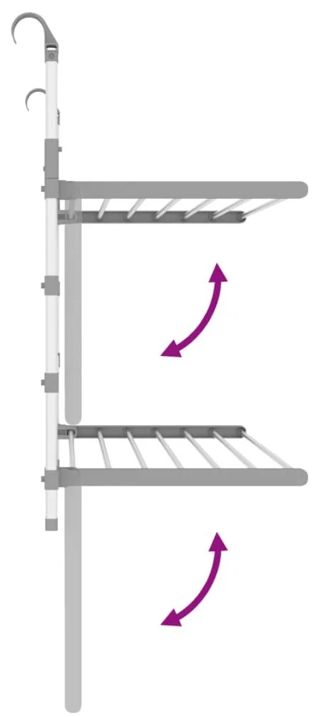 Estendal para varanda 89x25x(60-95) cm alumínio