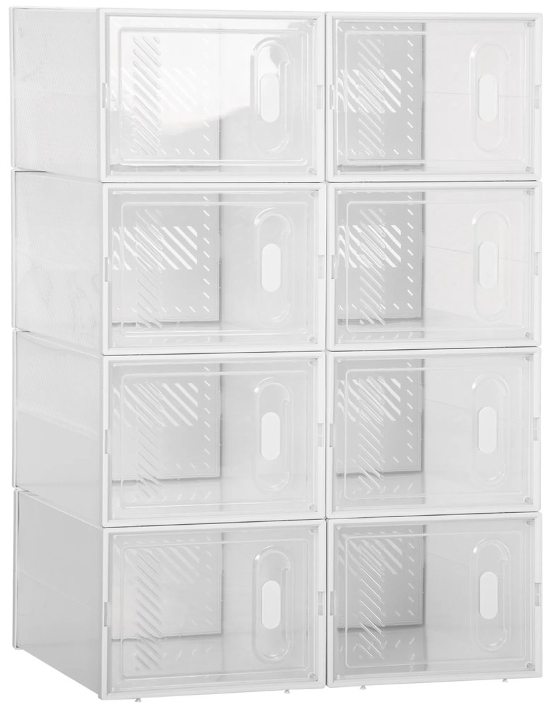 HOMCOM Sapateira Modular Plástico 8 Cubos Portas Magnéticas Organizador Sapatos 25x35x19cm Transparente | Aosom Portugal