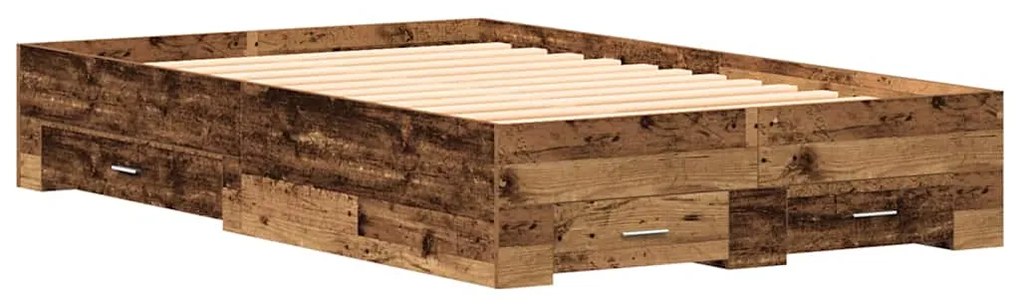 Cama com Gavetas vidaXL Madeira Velha 120x190 cm Madeira de Engenharia