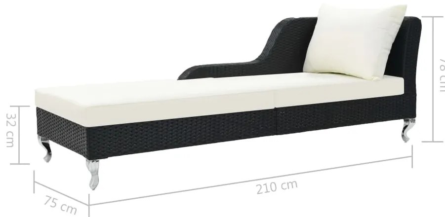 Espreguiçadeira com almofadão vime PE preto