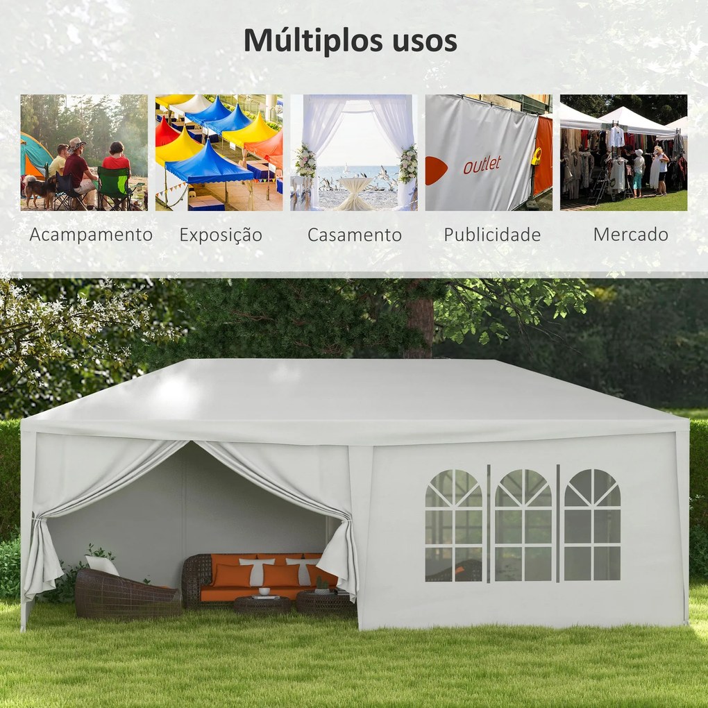 Tenda de Jardim 583x293 cm Tenda de Festas Desmontável com 4 Janelas 2