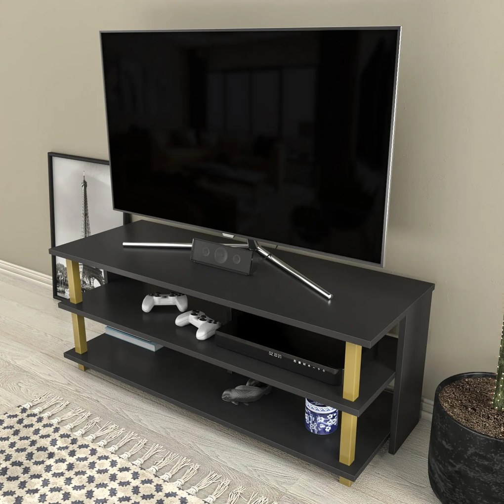Móvel para TV Pueblo – Dourado e Antracite – 120x44,6x47,4 cm