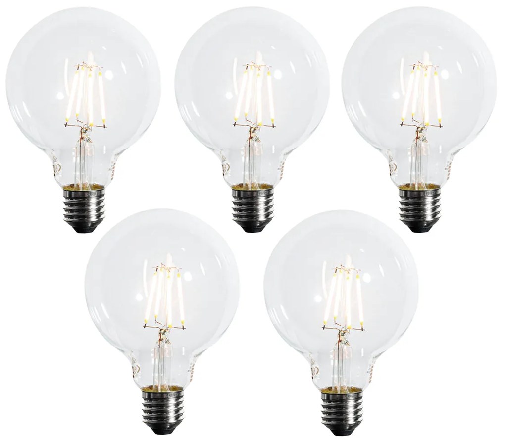 Conjunto de 5 Lâmpadas LED E27 Reguláveis G95 5W 450lm 2700K