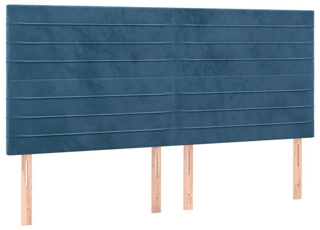 Cama com molas/colchão 180x200 cm veludo azul-escuro