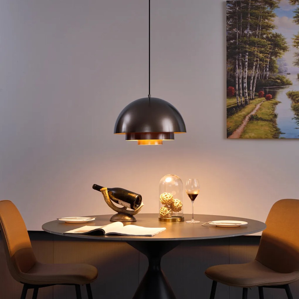 Candeeiro suspenso escandinavo bronze escuro com interior dourado - Loes