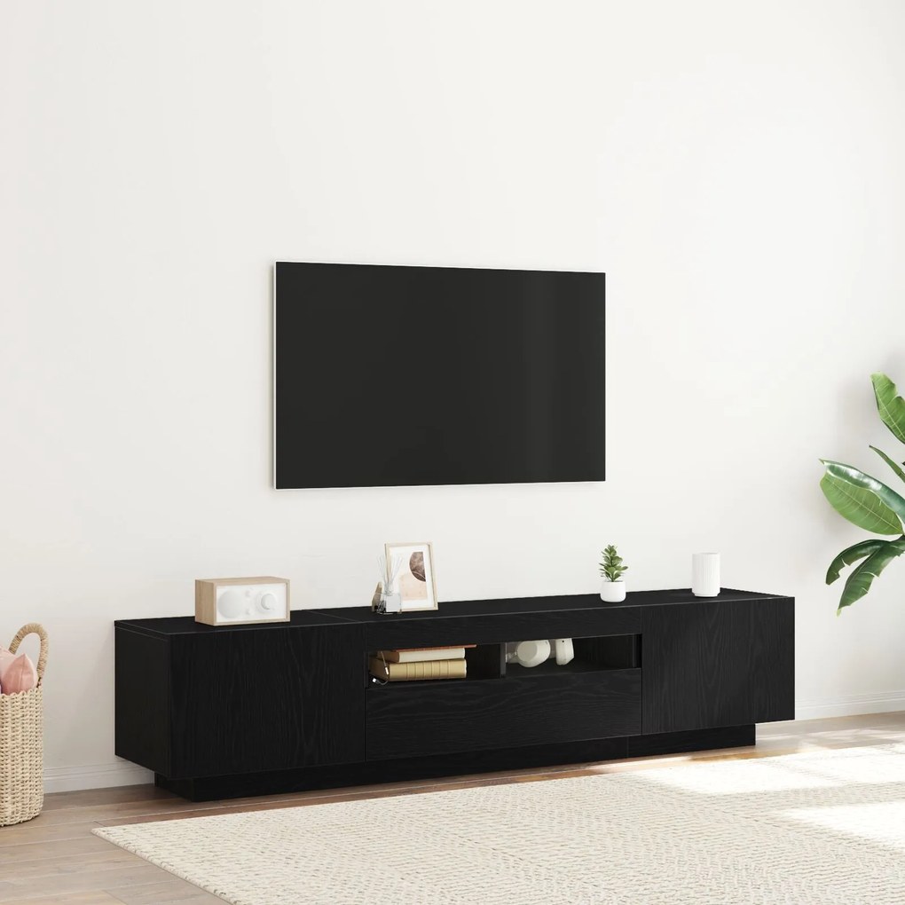 Aparador de TV vidaXL com Luzes LED em Madeira de Carvalho 180x35x40 c