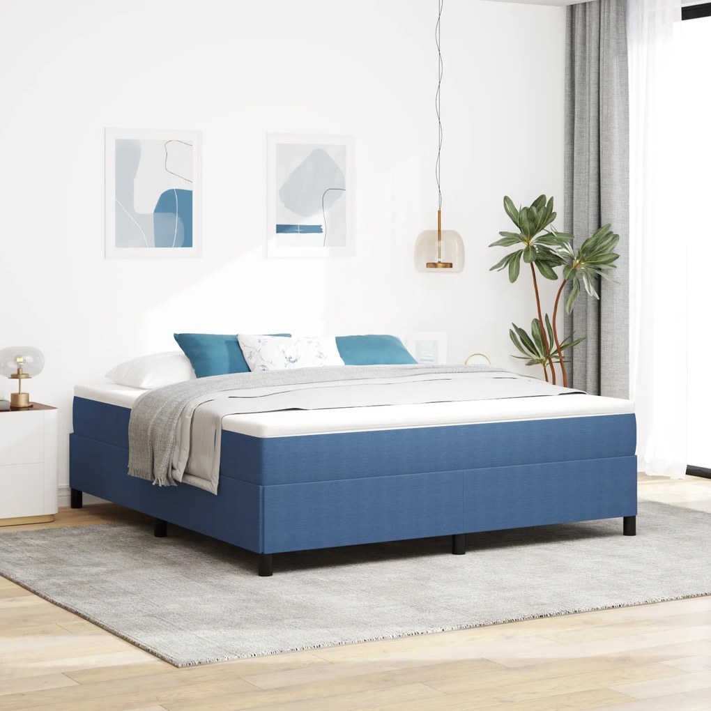 Estrutura de Cama vidaXL Azul 180x200 cm em Tecido Damasco