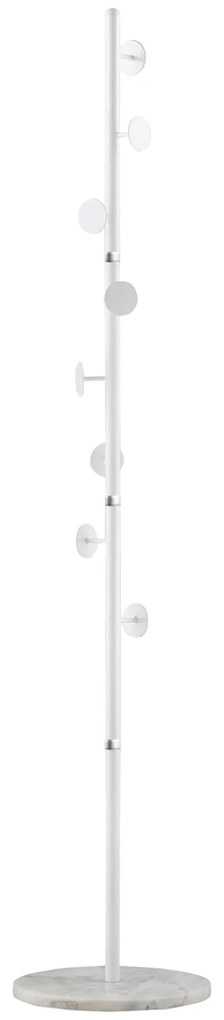 HOMCOM Cabideiro de Pé Cabideiro para Roupas com 8 Ganchos para Pendurar Bolsas Chapéus com Base de Mármore para Dormitório Corredor Entrada 35x35x170cm Branco